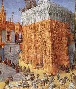 Jean Fouquet The building of the temple to jerusalem, from Flavius Josephus De antiquity skills and wars of the Jews oil painting reproduction